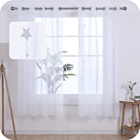 Amazon Brand – Umi Cortinas Translucidas Decorativas con Motivos Lluvia de Meteoros con Ojales 2 Piezas 140x175cm Blanco